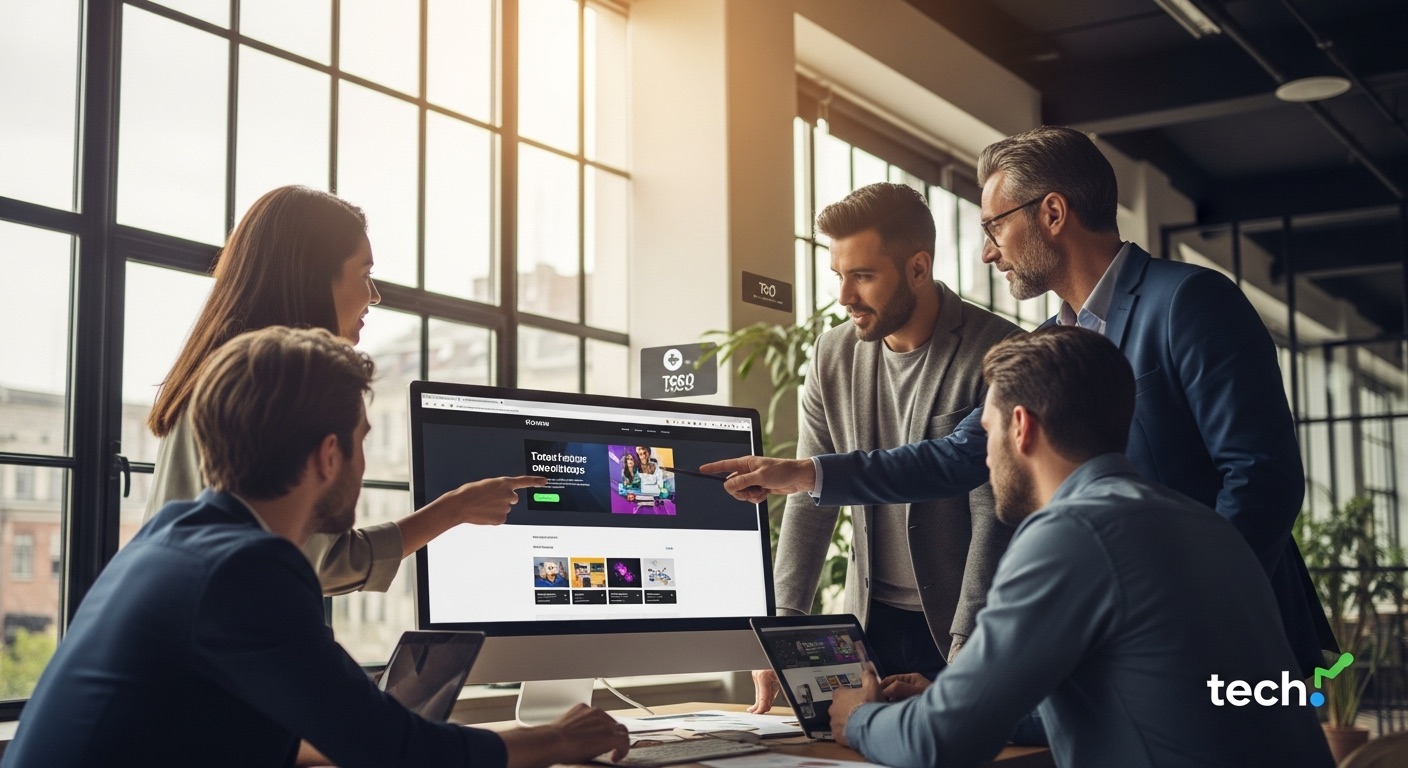 Team collaborating on digital marketing strategy